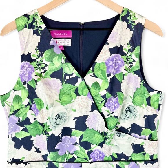 Talbots Floral Midi Dress - Navy, White, Purple, Green - Picture 4 of 8